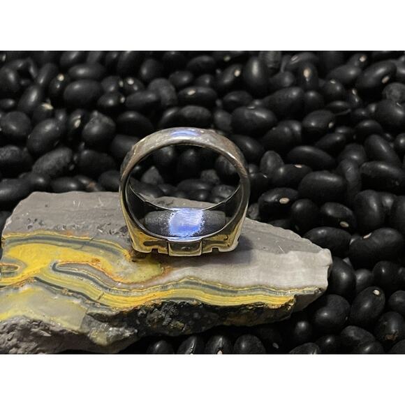 Native Southwest Style Sterling Silver Sandstone Etched Stacker Ring Size 9.5 - Picture 11 of 13